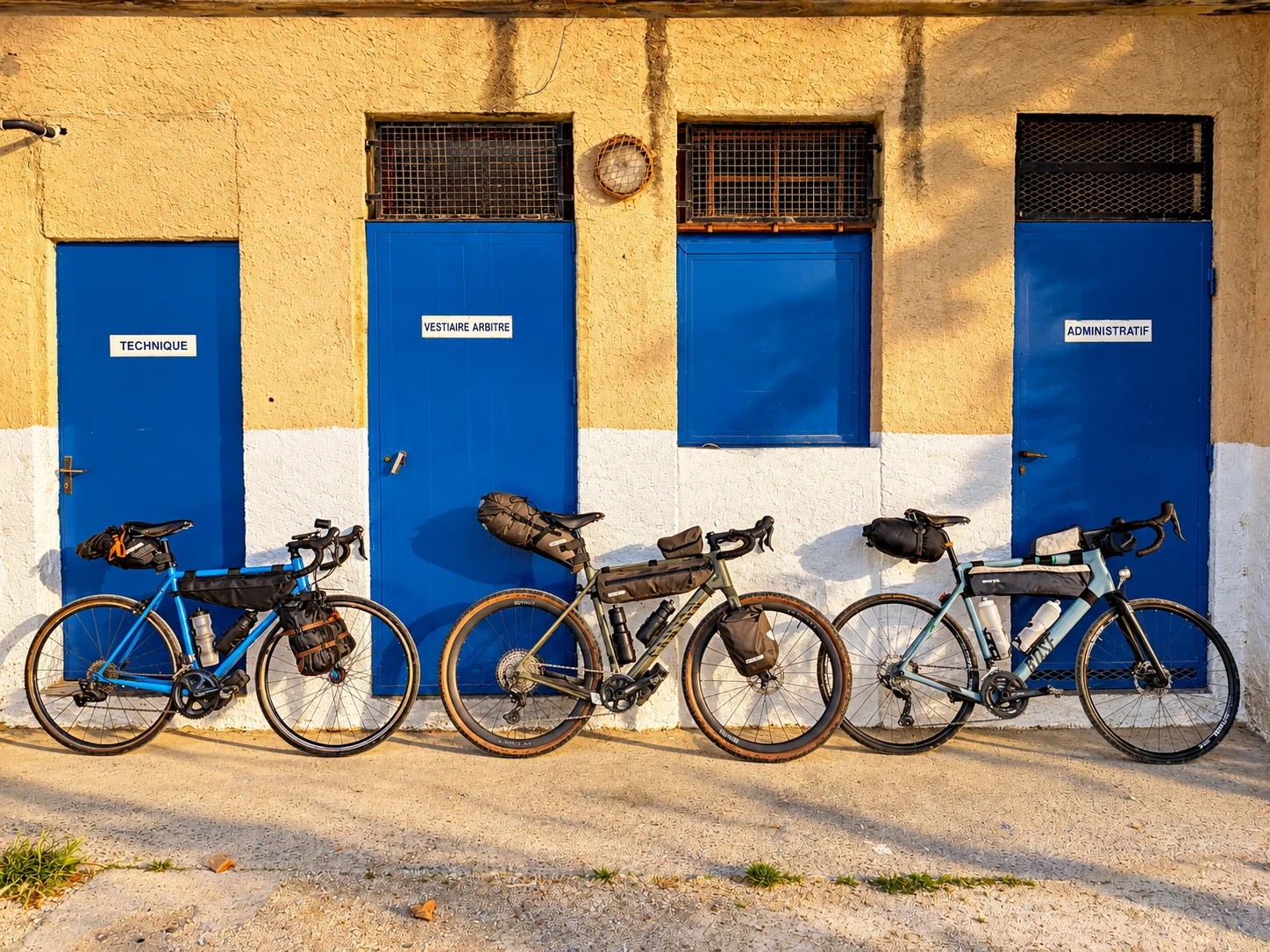 Vélos stationnés devant un hébergement pendant un séjour vélo
