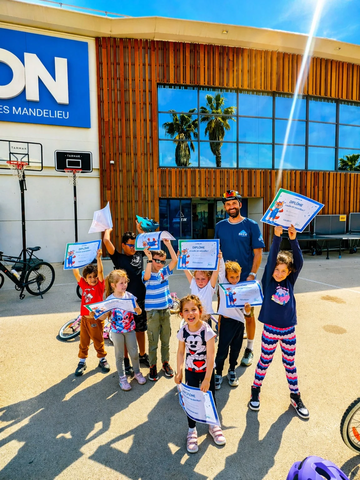Groupe d’enfants après un cours de vélo avec LAGUIDOLINE